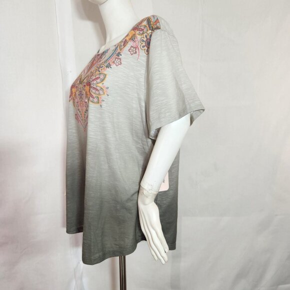 Allison Daley Women's Floral Top  Blouse Boho Plus Size 2X Light Green NWT (11) - Picture 2 of 11